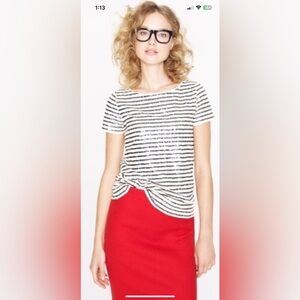 J. Crew Black and White Striped Women's Tee